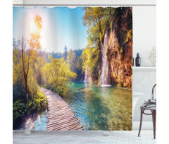 Idyllic Lake Waterfall Shower Curtain
