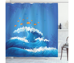 Fish and Wave in Ocean Shower Curtain