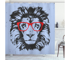 Lion and Hipster Glasses Shower Curtain