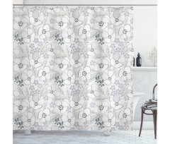 Abstract Sketchy Flowers Shower Curtain