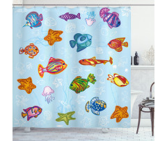 Navy Nautical Life Sea Shower Curtain