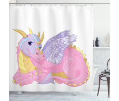 Lady Dragon Posing Shower Curtain