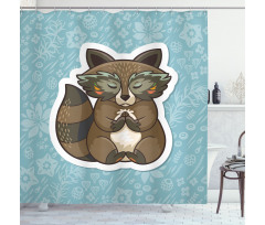 Raccoon on Meadow Shower Curtain