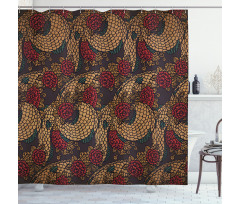 Traditional Roses Dragon Shower Curtain