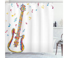 Doodle Style Guitar Art Shower Curtain