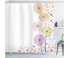 Dandelions Hearts Shower Curtain