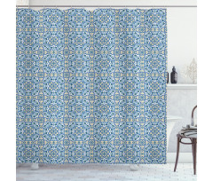 Curvy Circular Hand Tile Shower Curtain