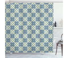 Curvy Floral Motifs Shower Curtain