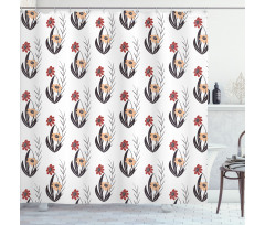 Red and Orange Flowers Shower Curtain