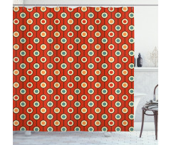 60s Style Hippie Dots Shower Curtain