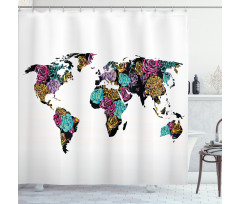 World Map Flowers Shower Curtain