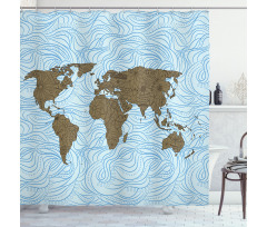 Map with Waves Shower Curtain
