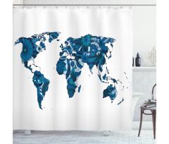 Flower Blue Tones Shower Curtain