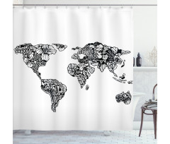 World Map Charm Shower Curtain