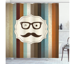 Man Moustache Glasses Shower Curtain