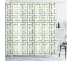 Maze Shaped Squares Lines Shower Curtain