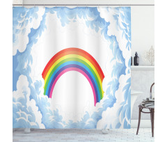 Rainbow Fluffy Clouds Shower Curtain