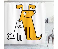 Cats and Dogs Friends Shower Curtain