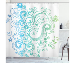 Ombre Sketchy Floral Shower Curtain