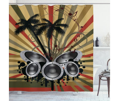 Palm Trees Music Party Shower Curtain