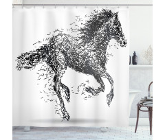 Animal Sketchy Horse Shower Curtain