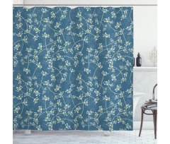 Twiggy Spring Petal Blue Shower Curtain
