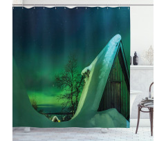 Wooden House Winter Shower Curtain