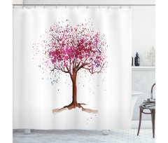 Blossom Buds Sakura Tree Shower Curtain