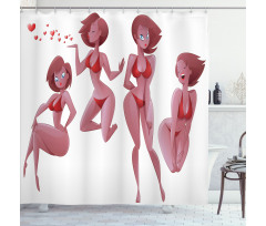 Woman in Swimwear Graphic Shower Curtain