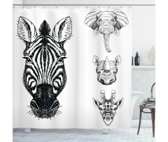 Safari Wildlife Sketch Shower Curtain