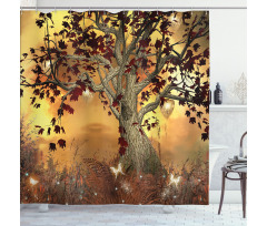 Tree Earthy Color Tones Shower Curtain