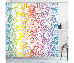 Colorful Damask Flowers Shower Curtain