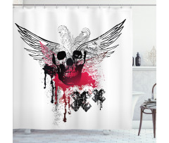 Grunge Wings and Skull Shower Curtain
