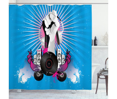 Music Elements Graffiti Shower Curtain