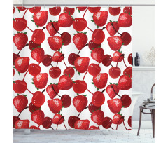 Cherry Picnic Spring Fruits Shower Curtain