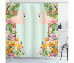 Tropic Flowers Animals Shower Curtain