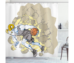 Farm Sheep Basketball Shower Curtain