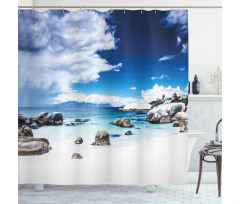 Digital Rocks and Ocean Shower Curtain