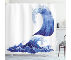Aquatic Storm Blue Waves Shower Curtain