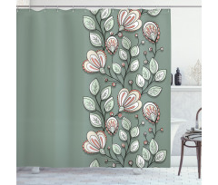 Flowers and Leaves Graphic Shower Curtain