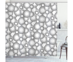 Grey White Balls Rounds Shower Curtain