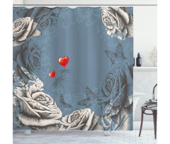 Grunge Rose Petal Heart Shower Curtain