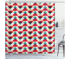 Retro Geometric Circle Shower Curtain