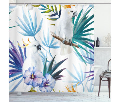 Watercolor Parrot Palm Shower Curtain