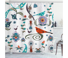 Colorful Florals Swirls Shower Curtain