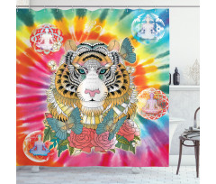 Tiger Head Ornate Theme Shower Curtain