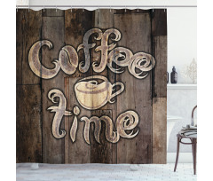 Coffee Time Grunge Back Shower Curtain