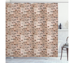 Coffee Typography Beans Shower Curtain