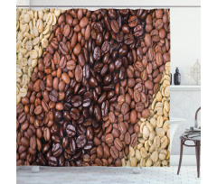 Coffee Beans Stripes Shower Curtain