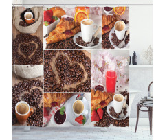 Croissant and Coffee Shower Curtain